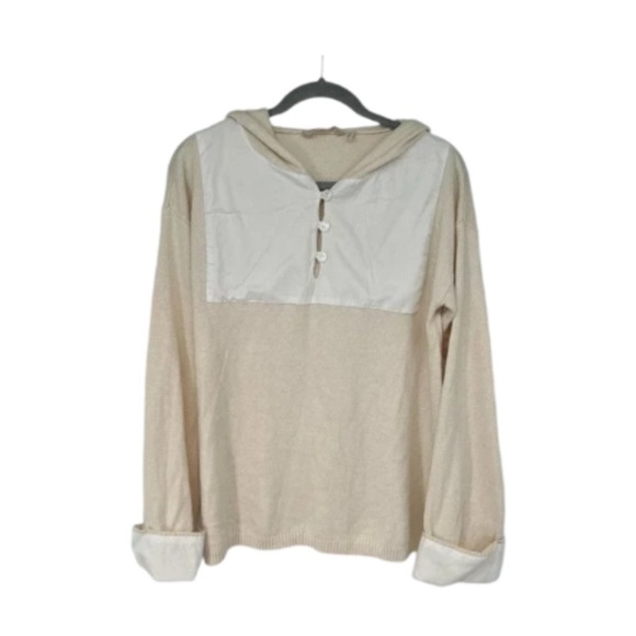 Soft Surroundings Ellison Hoodie Pullover Wool Blend Cream Sweater Size Small - Picture 1 of 9